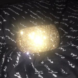 20 Row Gold Rhinestone Bangle Bracelet